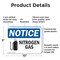Signmission Nitrogen Gas OSHA Notice Sign, Plastic, 10in W x 7in L, 2PK OS-2PACK-NS-P-710-L-14338 - alternate 3